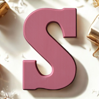 Chocoladeletter S. Visser chocolade. Ruby