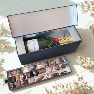 champagnebox met bonbons van Visser chocolade