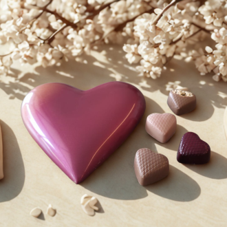 roze hart 100 gram. Visser chocolade