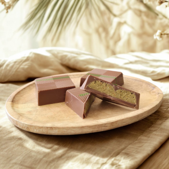 Dubai reepjes van Visser chocolade. 25 gram per stuk