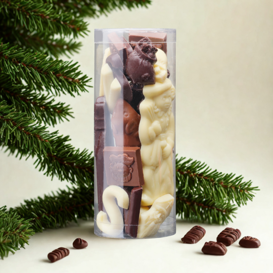 Koker 250 gram Sinterklaas chocolade, Visser chocolade