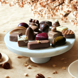 Plateau marmer met 250gram Original bonbons van Visser chocolade