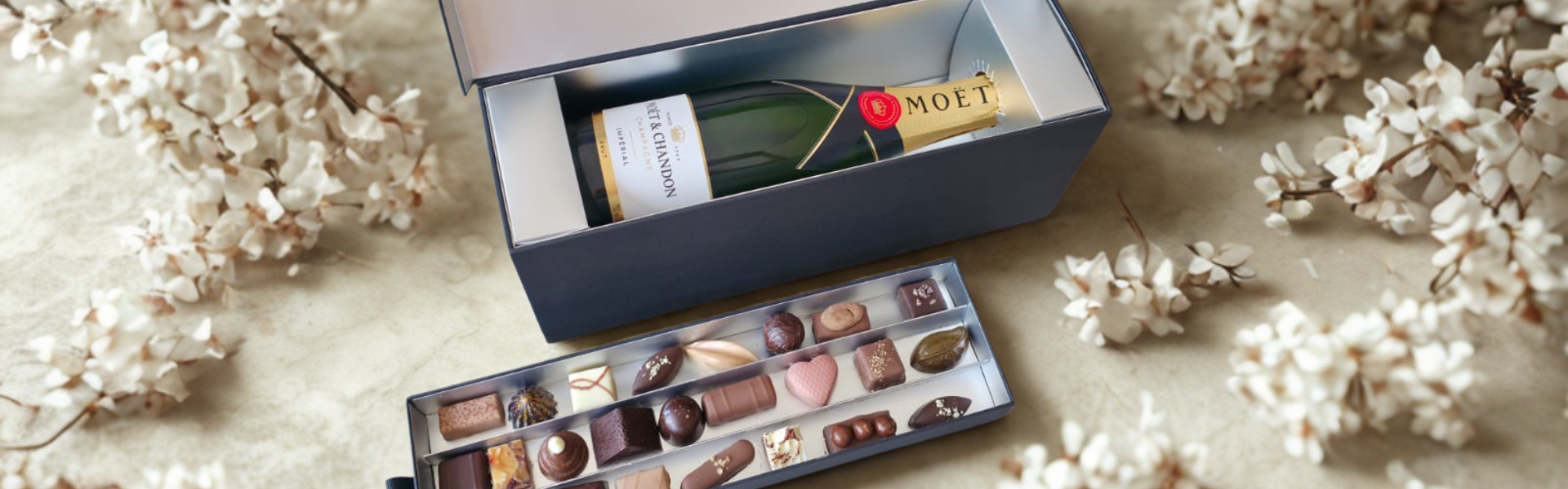 champagnebox, assortiment Originals Bonbons, Visser chocolade