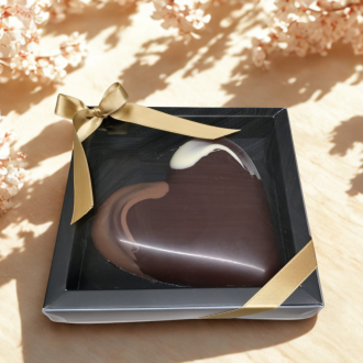 Chocoladehart in cadeaudoosje (pure chocolade)